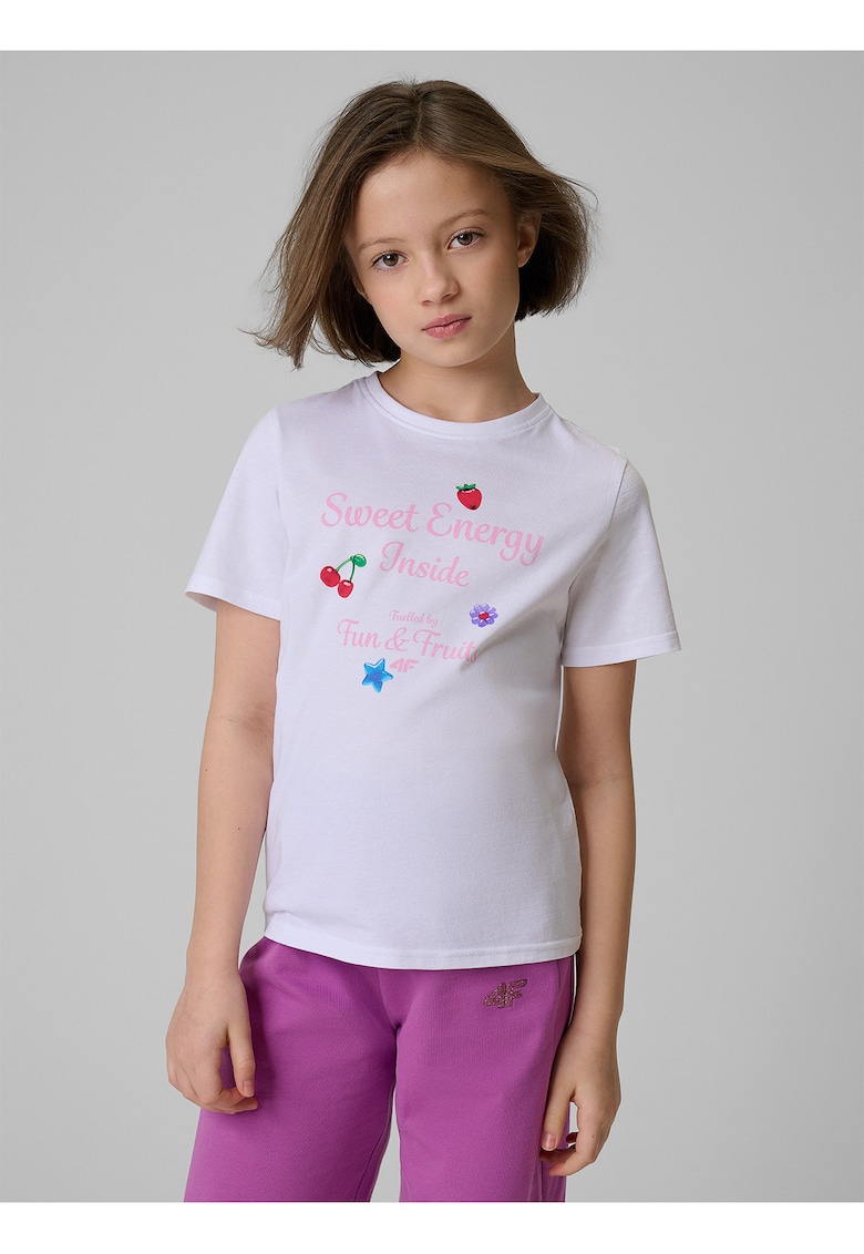 Tricou fete - regular - alb - bumbac