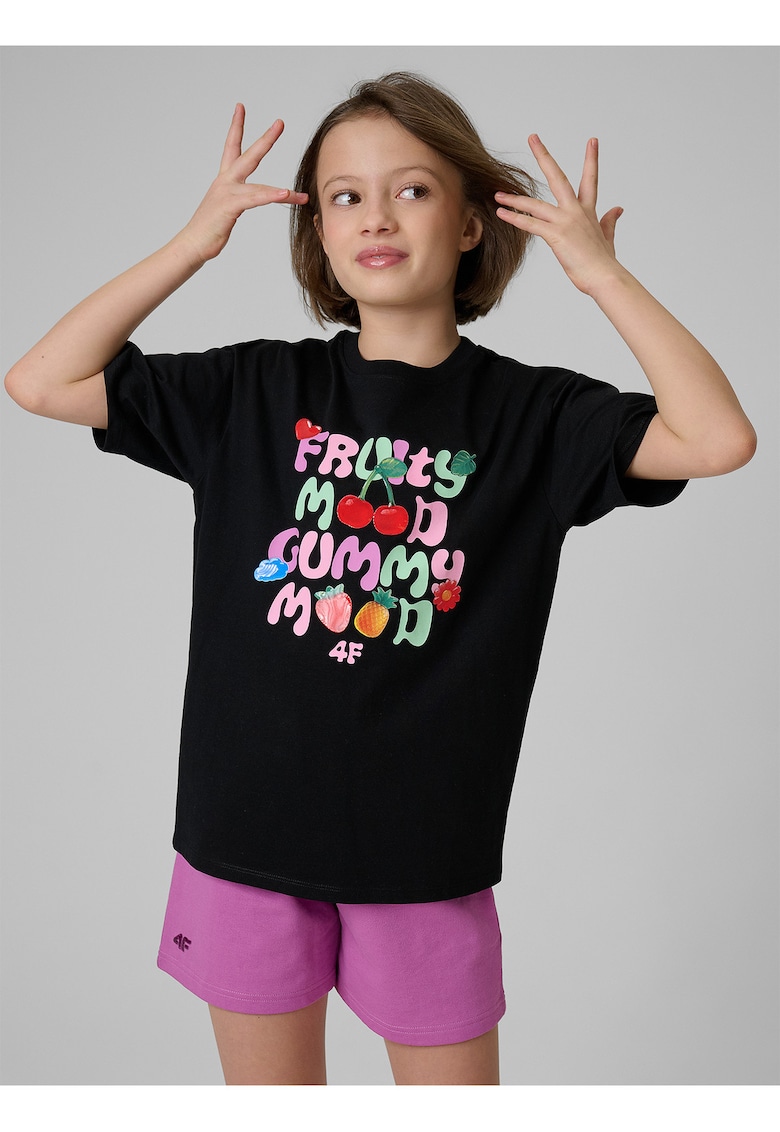 Tricou sport copii bumbac - croiala lejera - multicolor - pentru fete