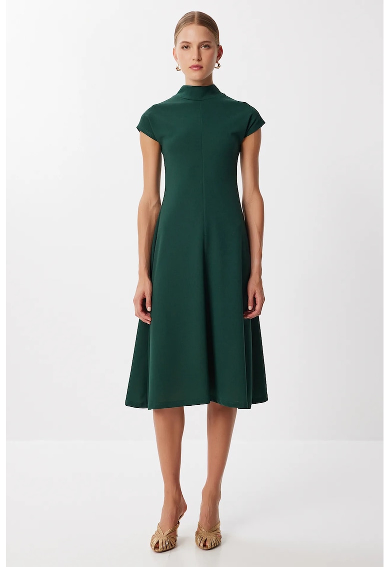 Rochie midi - Happiness Istanbul - tip A - verde smarald - tricotata - casual