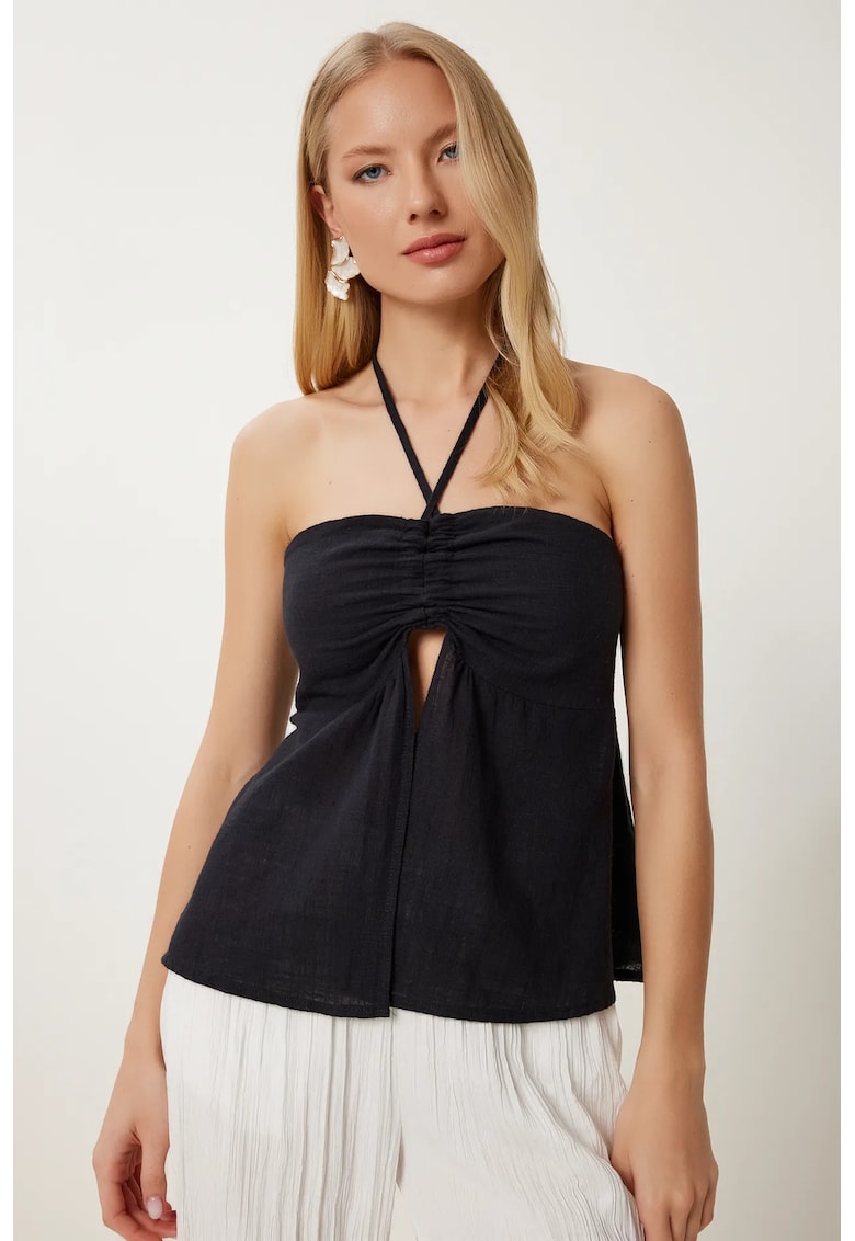 Maiou - Happiness Istanbul - regular fit - umeri goi - negru - bumbac