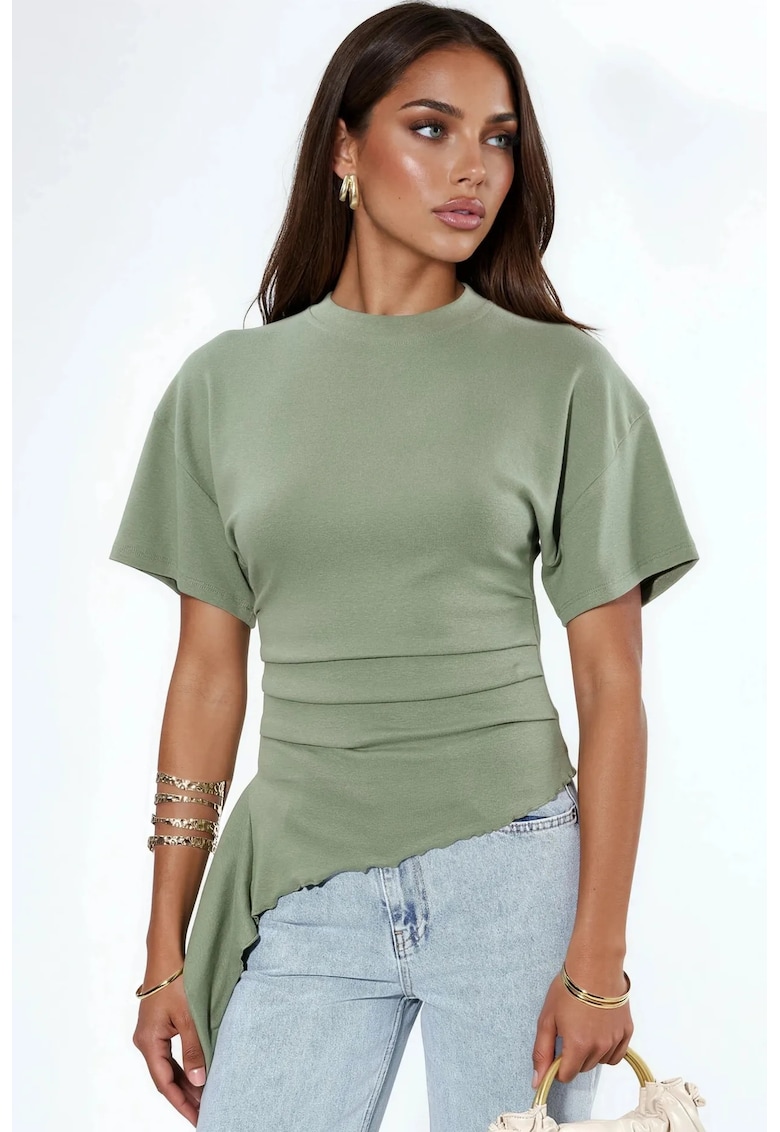 Bluza dama - supradimensionata - verde kaki - material modal-bumbac-elastan