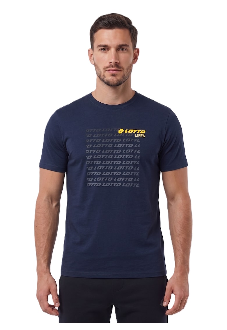Tricou cu decolteu la baza gatului si imprimeu logo