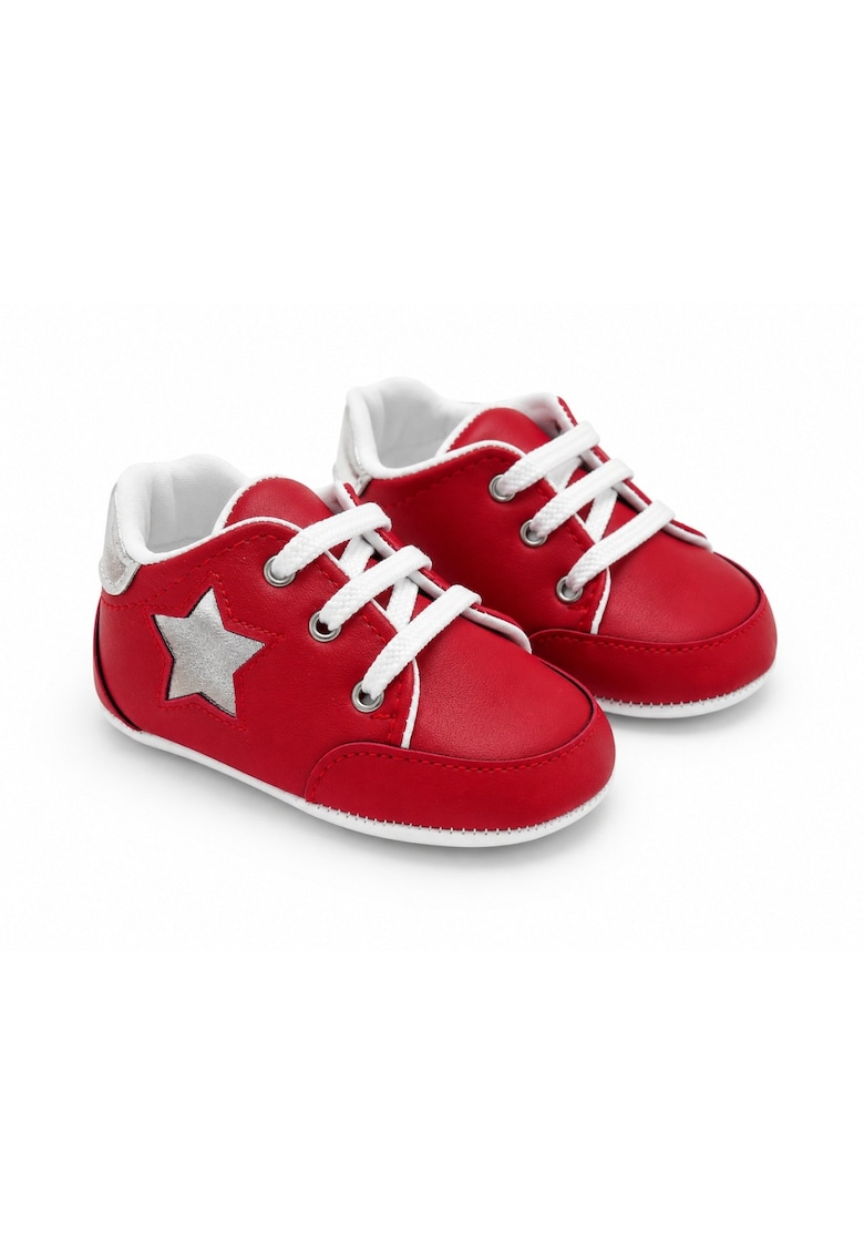 Pantofi bebe casual cu siret si aplicatie stea comozi - Fete - Rosu