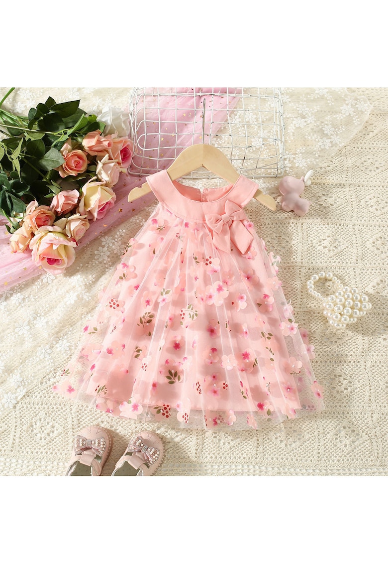 Rochie Roz Fetite cu Floricele Valeria