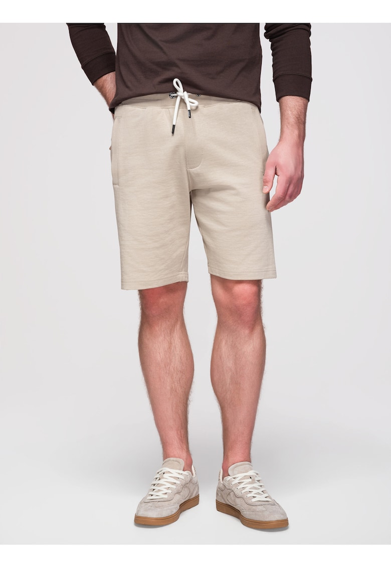 Pantaloni scurti din bumbac cu croiala lejera - Gri deschis