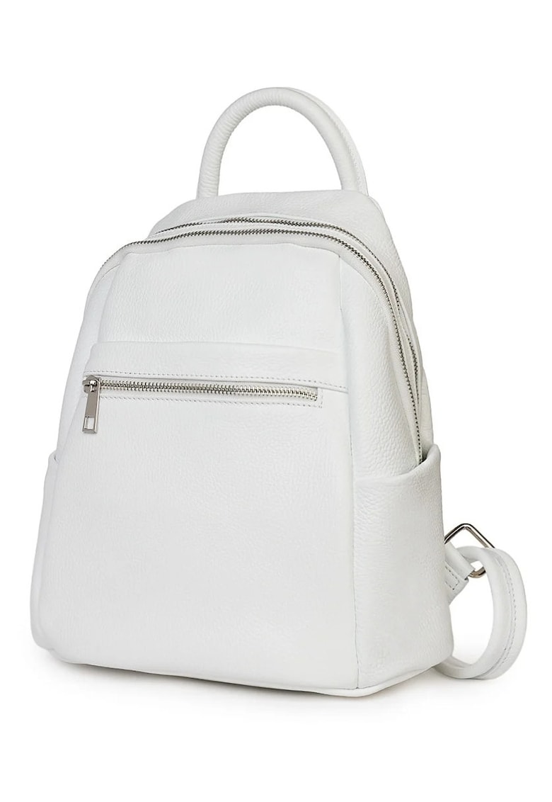 Rucsac dama piele naturală Jonathan - alb - 31x27x13cm - 2 compartimente