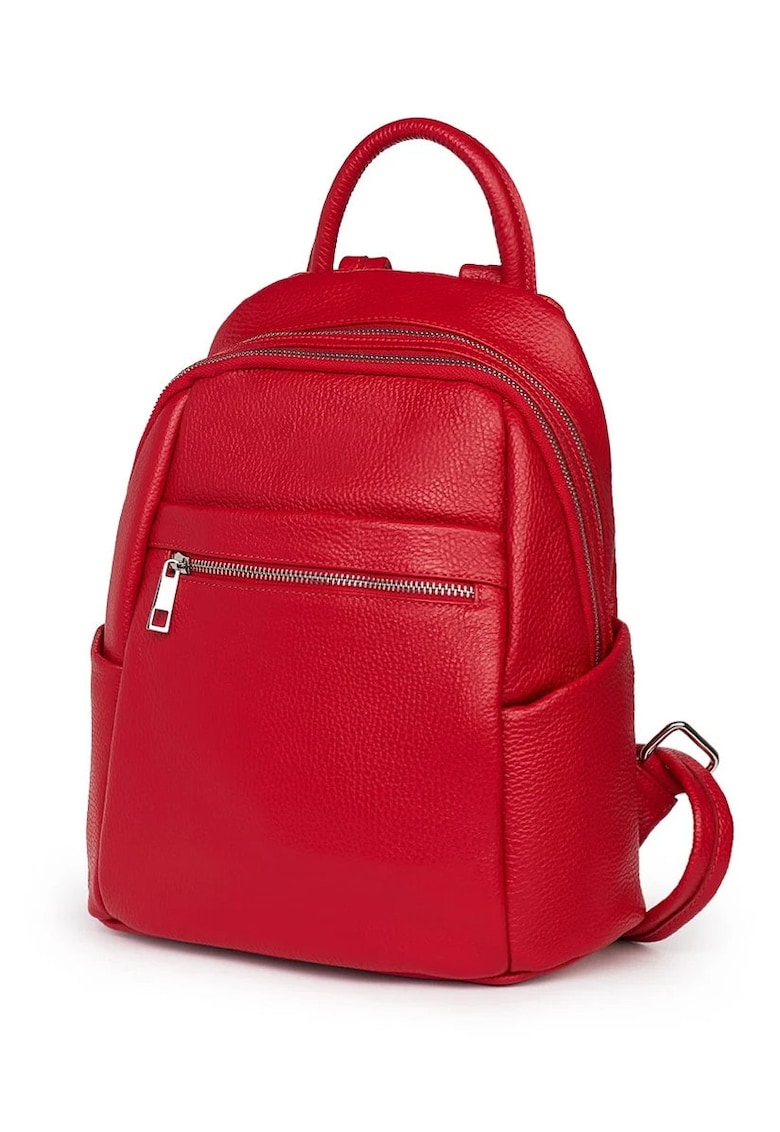 Rucsac dama - Jonathan - piele naturala - rosu - 31x27x13cm