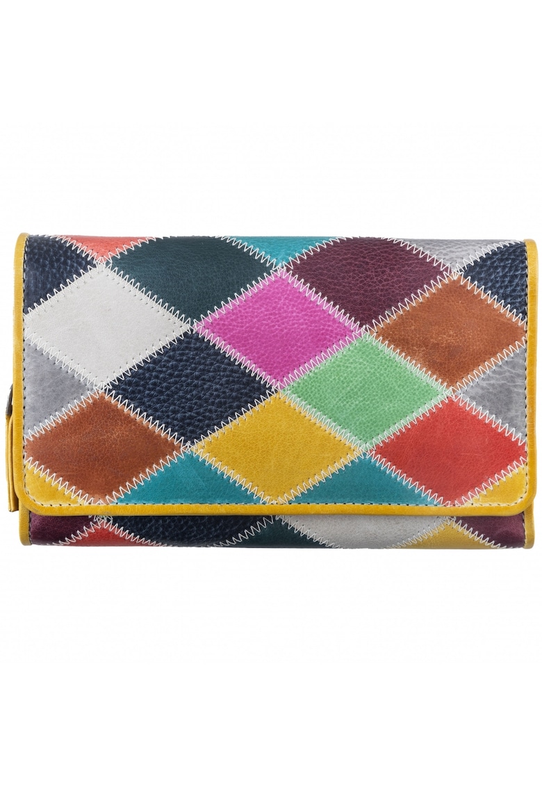 Portofel dama piele naturala multicolor 17 x 10.5 x 4 cm - Candy Shop -