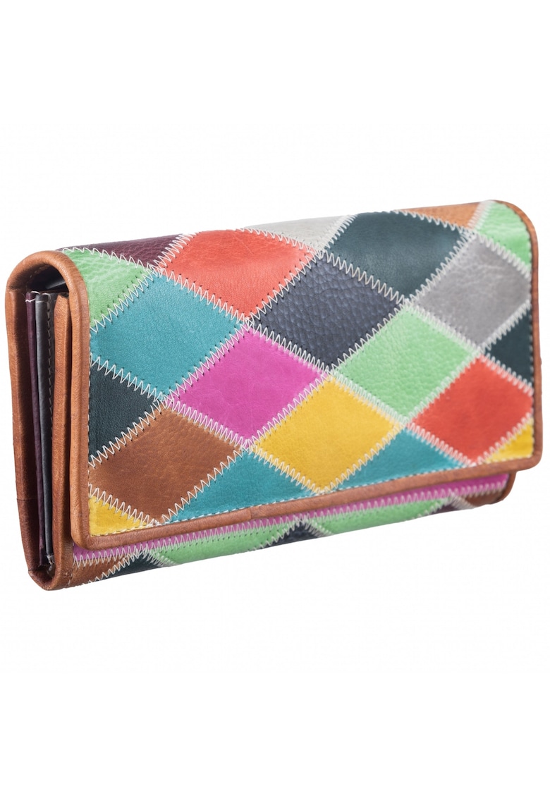 Portofel damă piele naturală multicolor 18x9.5x3.5cm -