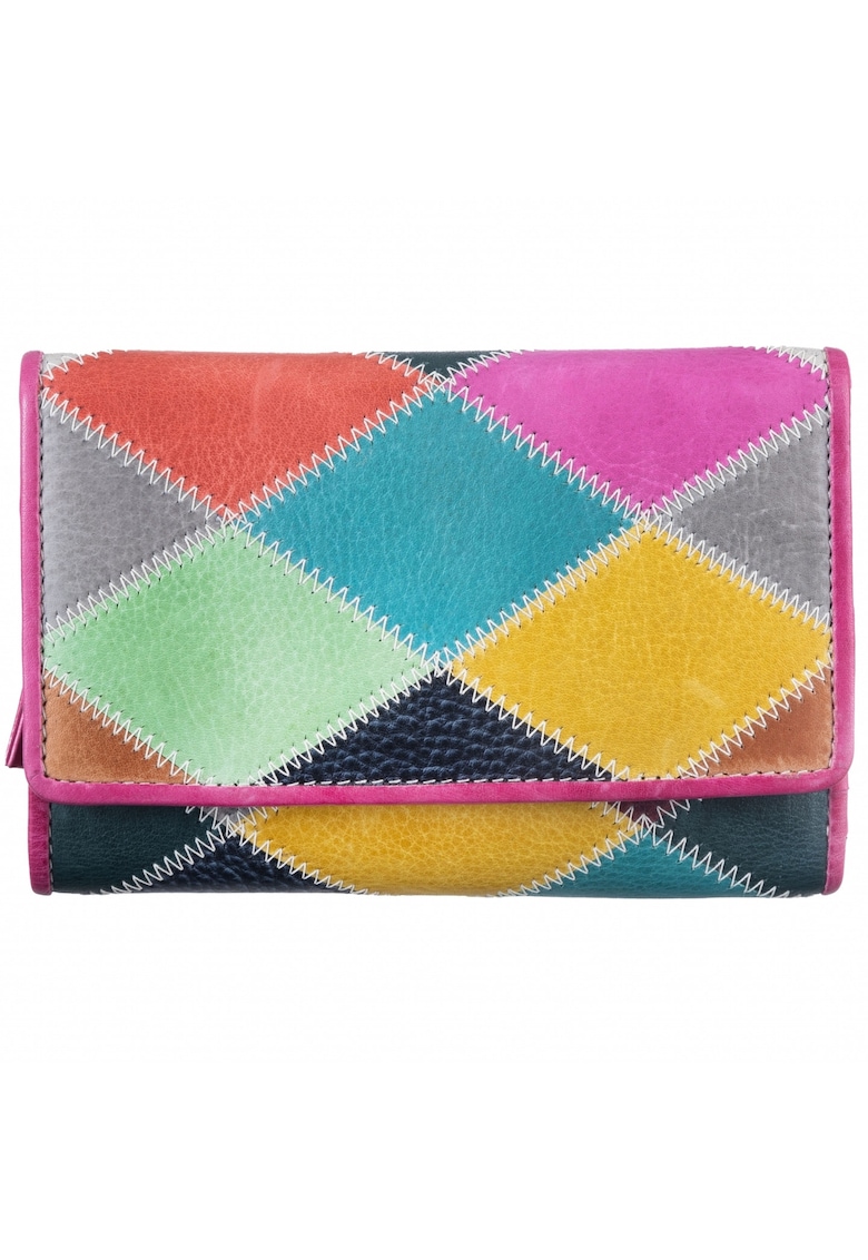 Portofel dama piele naturala multicolor 14 x 9 cm - Candy Shop -
