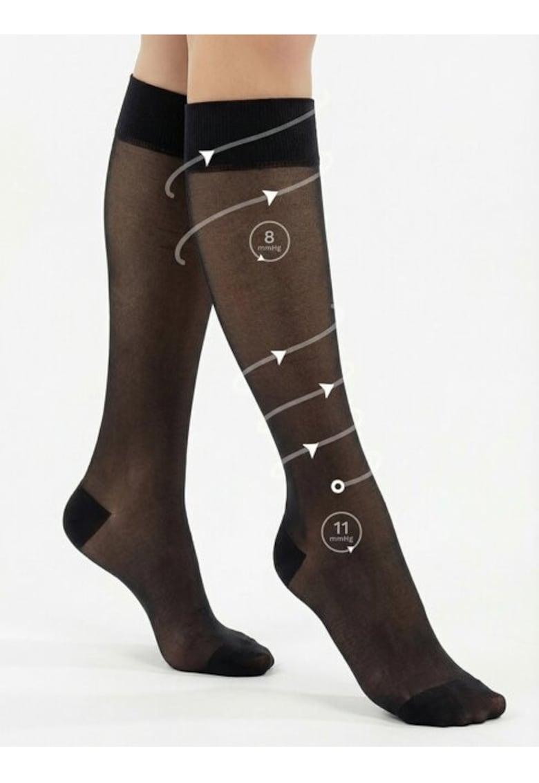 Sosete lungi compresive de preventie (8-11 mmHg) Daily Relax 30 den - Negru