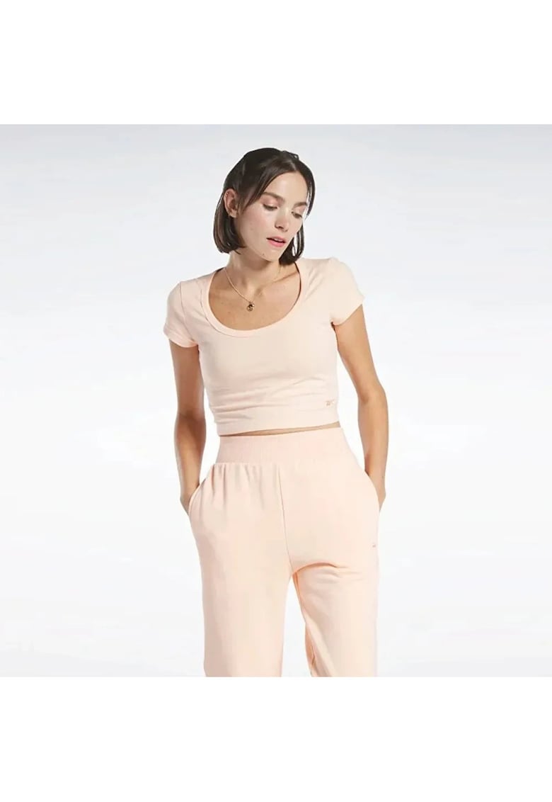 Tricou crop din amestec de bumbac -