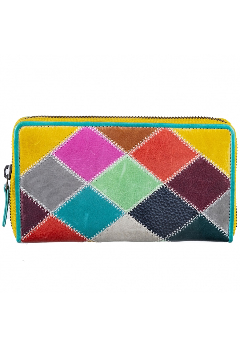 Portofel dama piele naturala multicolor 18.5 x 10 x 2.5 cm - Candy Shop zickzack -
