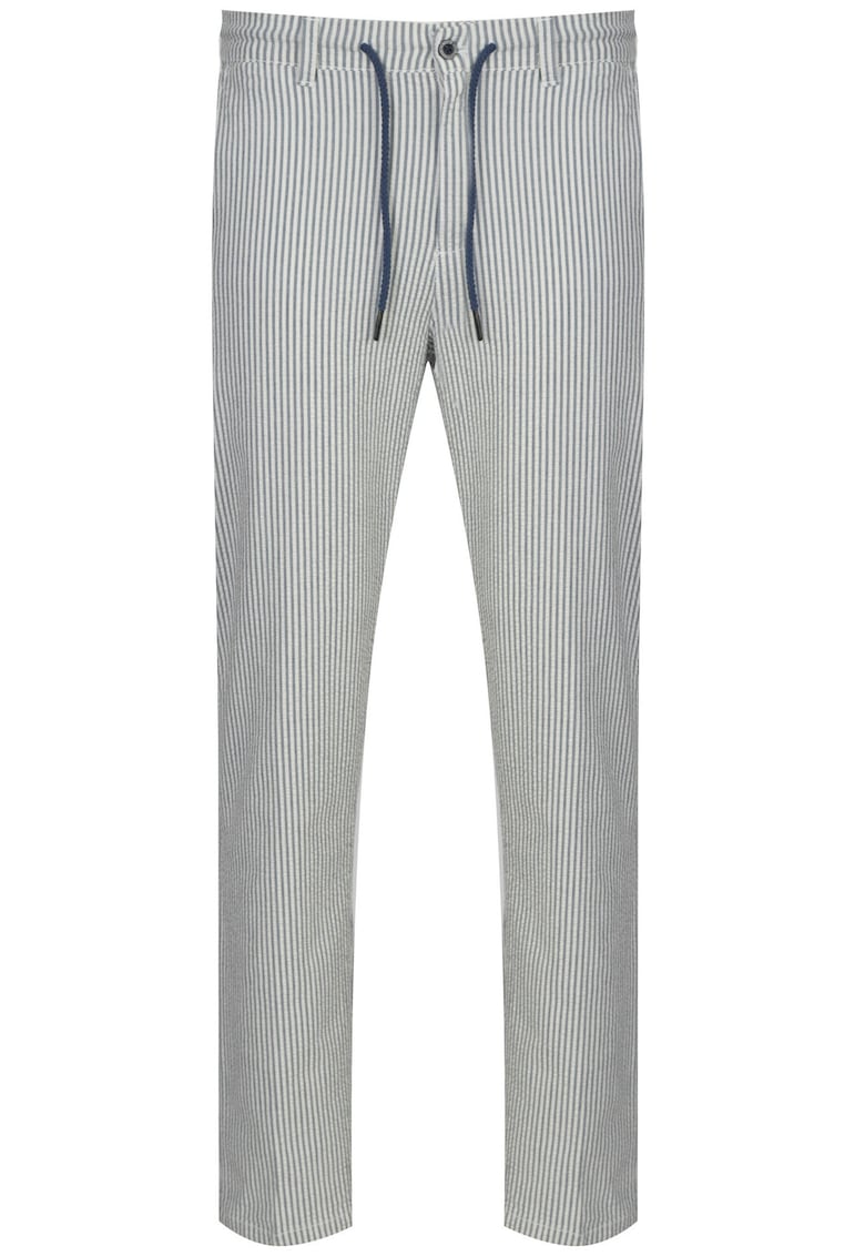 Pantaloni regular fit cu model in dungi si snur pentru ajustare in talie