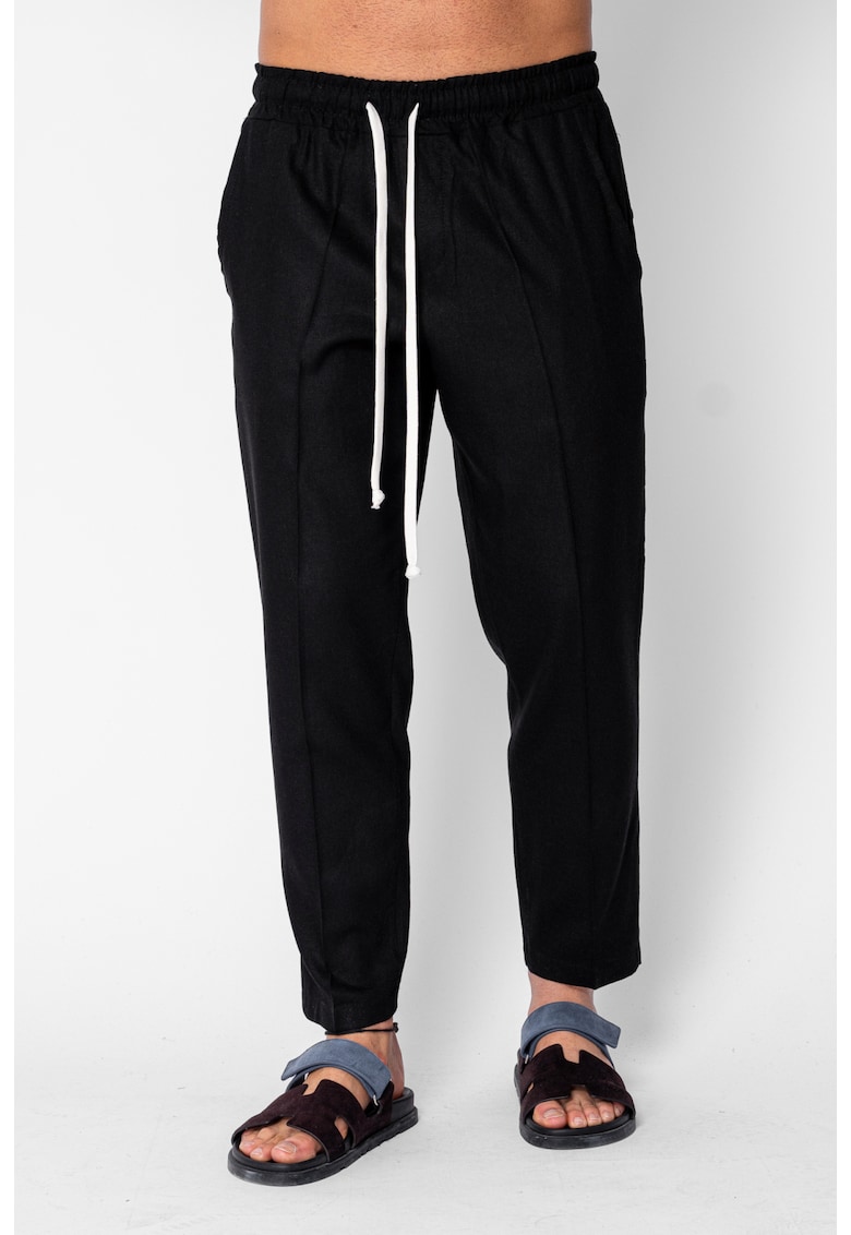 Pantaloni lung din IN cu snur conic Black 21362 - Negru