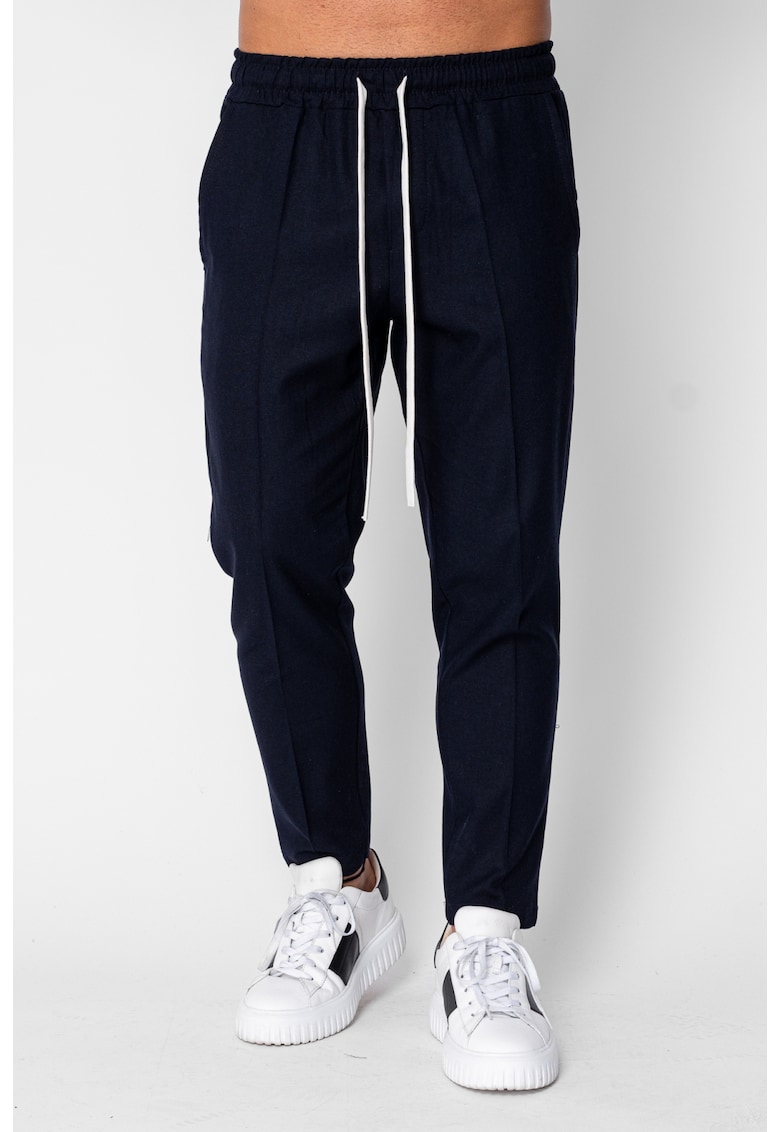 Pantaloni lung din IN cu snur conic Navy 21327 - Bleumarin