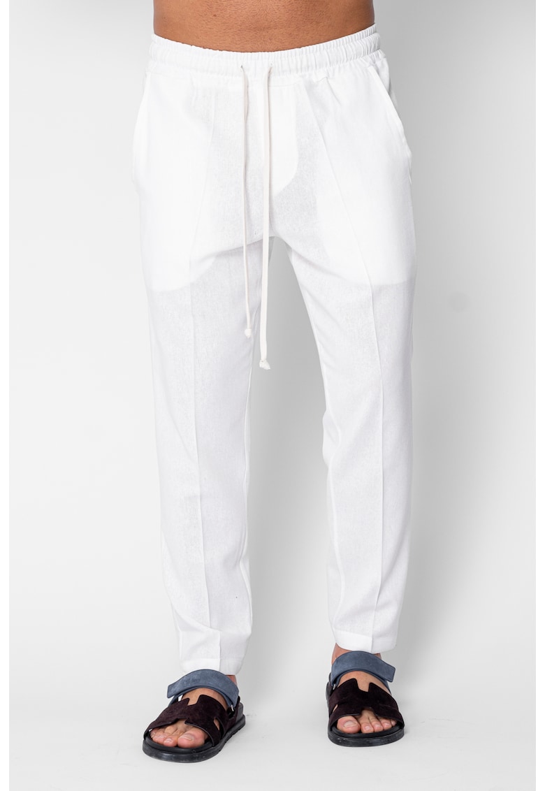 Pantaloni lung din IN cu snur conic White 21337 - Alb optic