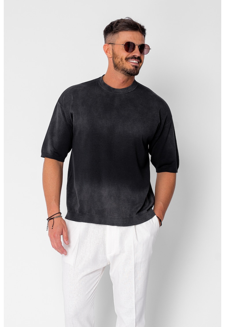 Bluza subtire tricotata maneca scurta Black 21253 - Negru