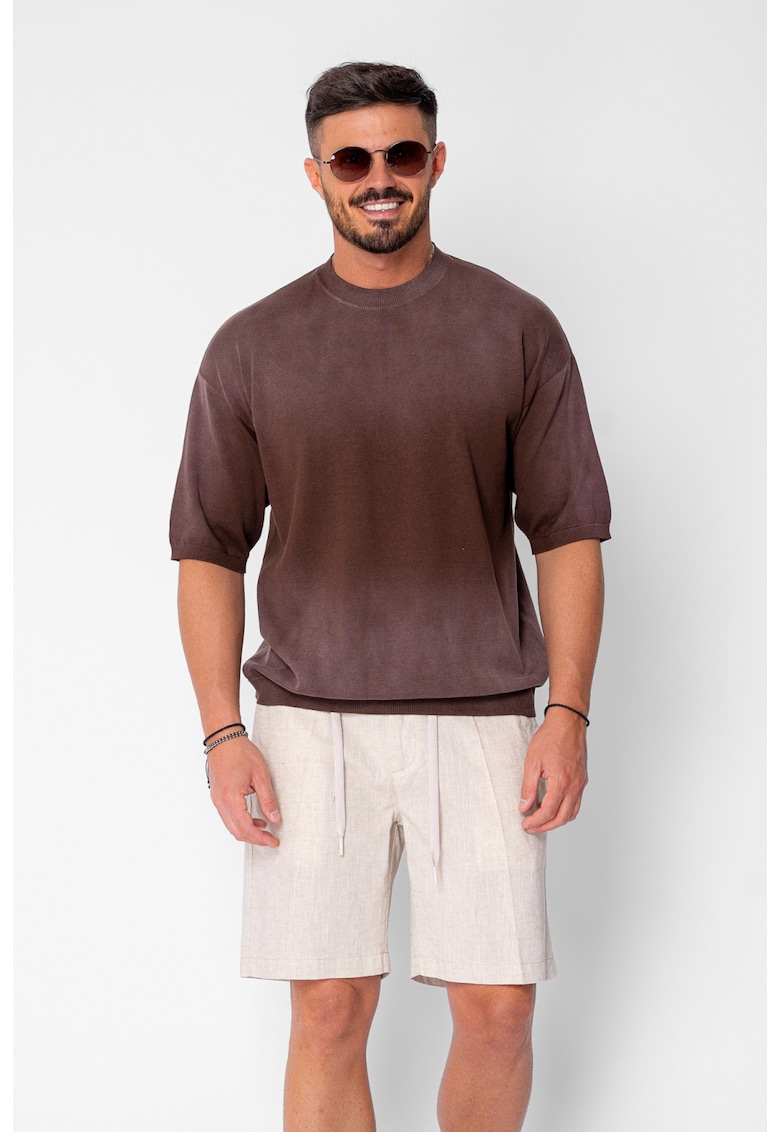Bluza subtire tricotata maneca scurta Brown 21257 - Maro