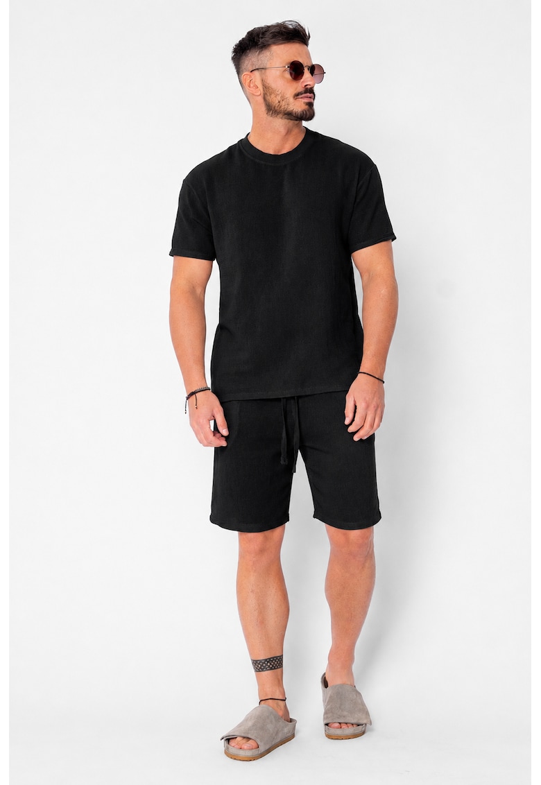 Set Tricotat Tricou si Pantaloni scurti Black 21155 - Negru