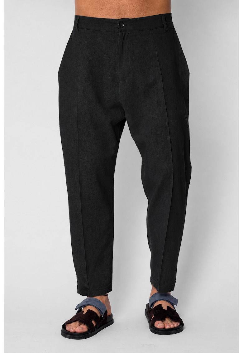 Pantaloni lung din IN cu nasture Black 21261 - Negru