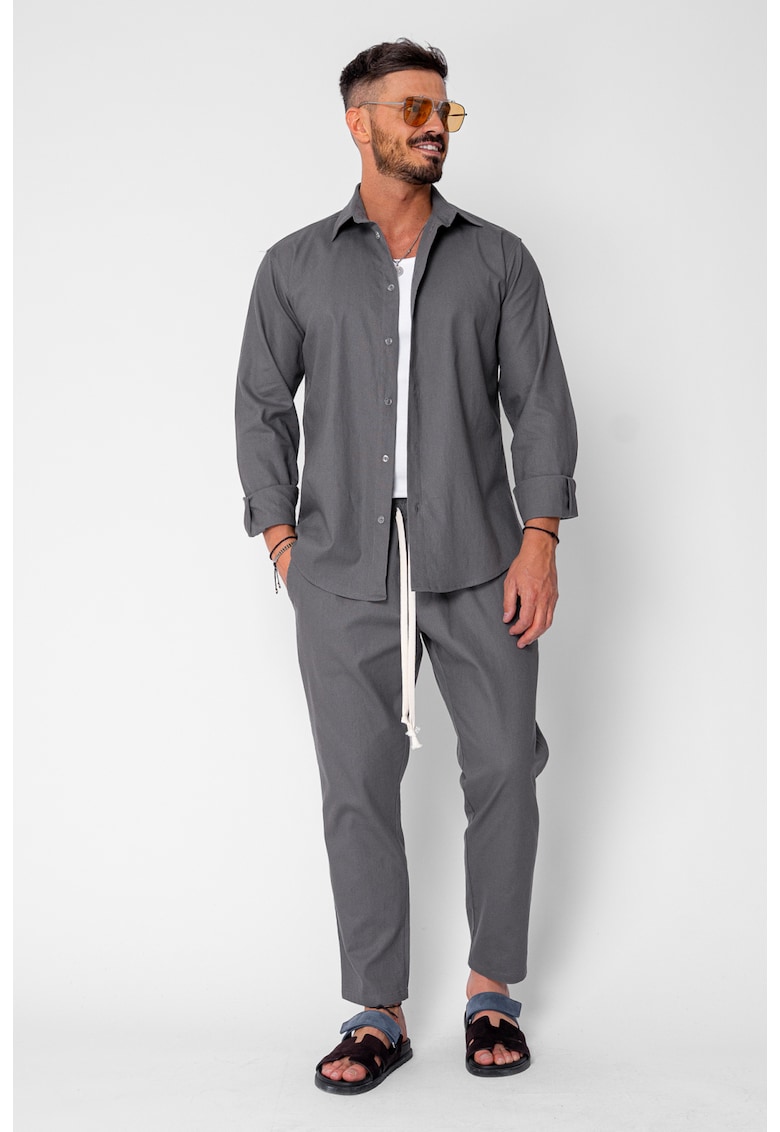 Set Lino Long camasa si pantalon lung din In Premium Edition Grey Anthracite 21384
