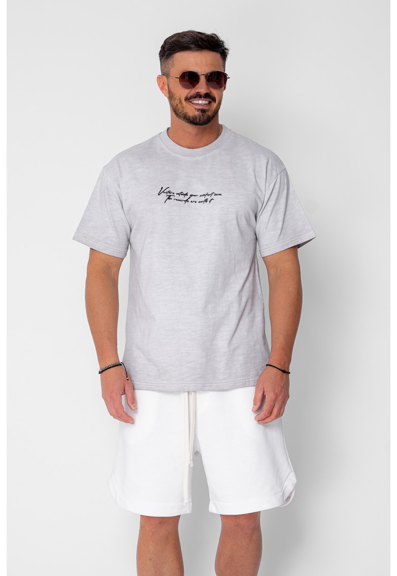 Tricou Venture Oversized imprimat Grey 21567 - Gri