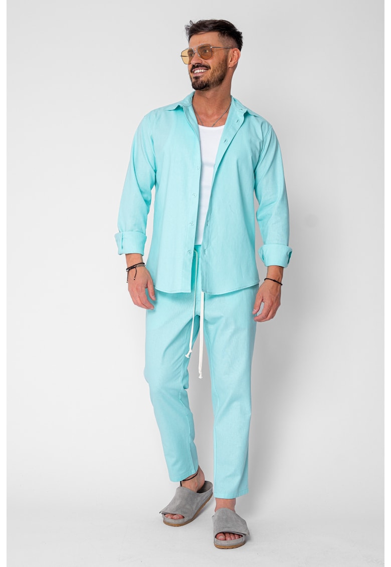 Set Lino Long camasa si pantalon lung din In Premium Edition Mint 21400 - Verde menta