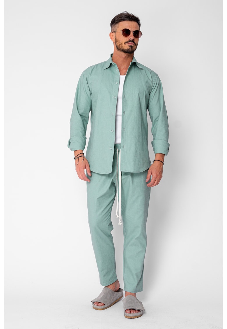 Set Lino Long camasa si pantalon lung din In Premium Edition Mint 21400 - Verde