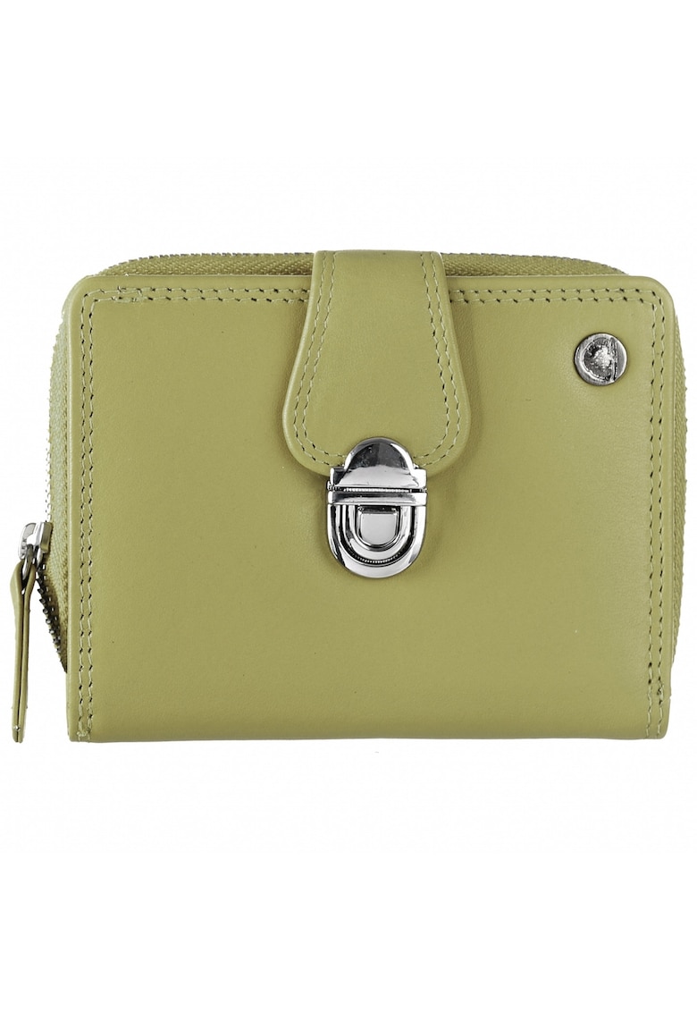 Portofel dama piele naturala 9 x 11 x 3.5 cm - Spongy Nappa - - Verde