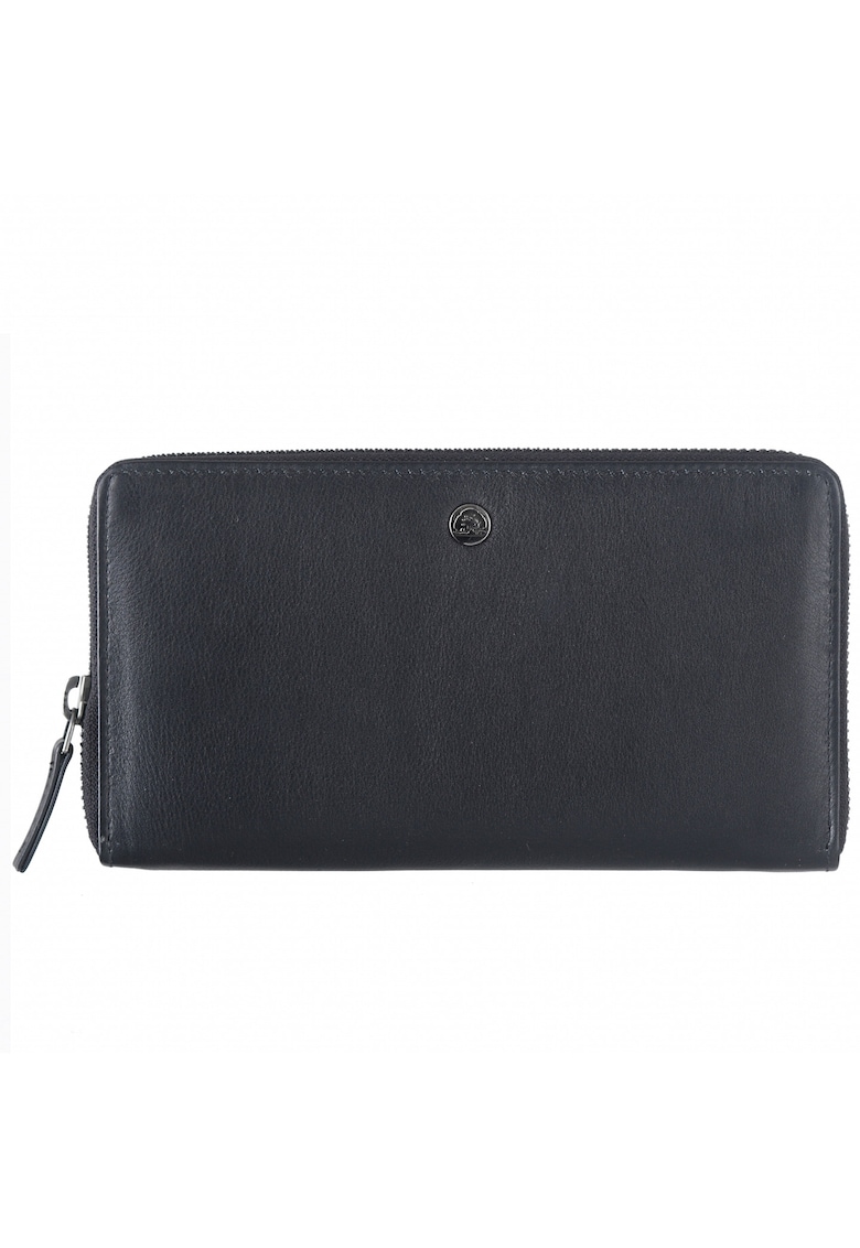 Portofel dama piele naturala 19 x 10.5 x 3 - Spongy Nappa - Greenbudwqfqdrry - Negru - 19 x 10.5 x 3 cm