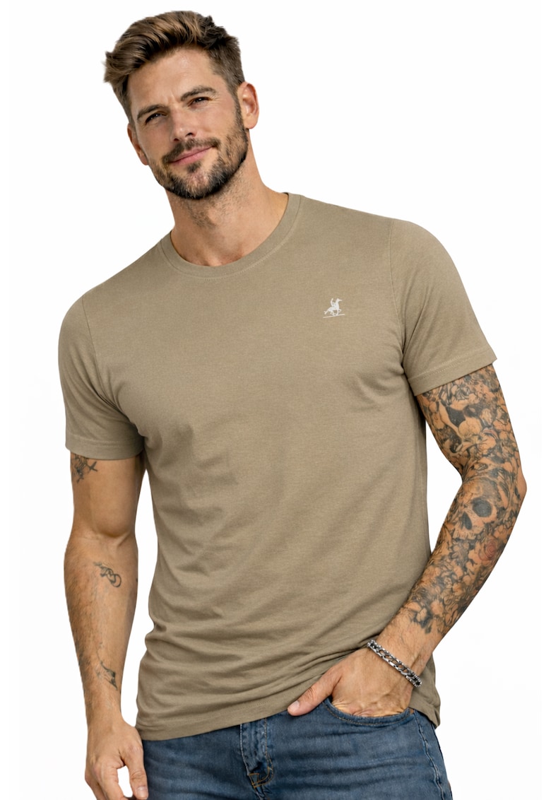 Tricou cu detaliu logo brodat - Bej