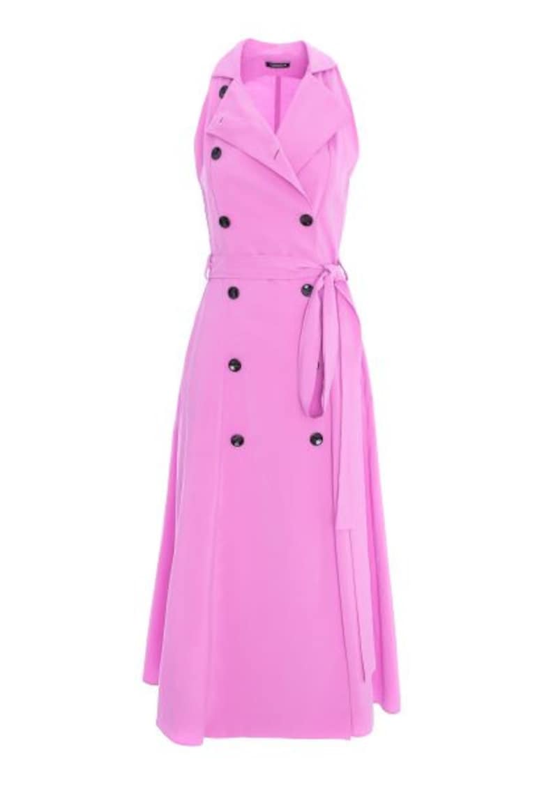 Rochie evazata cu doua randuri de nasturi - fara maneci - Lila