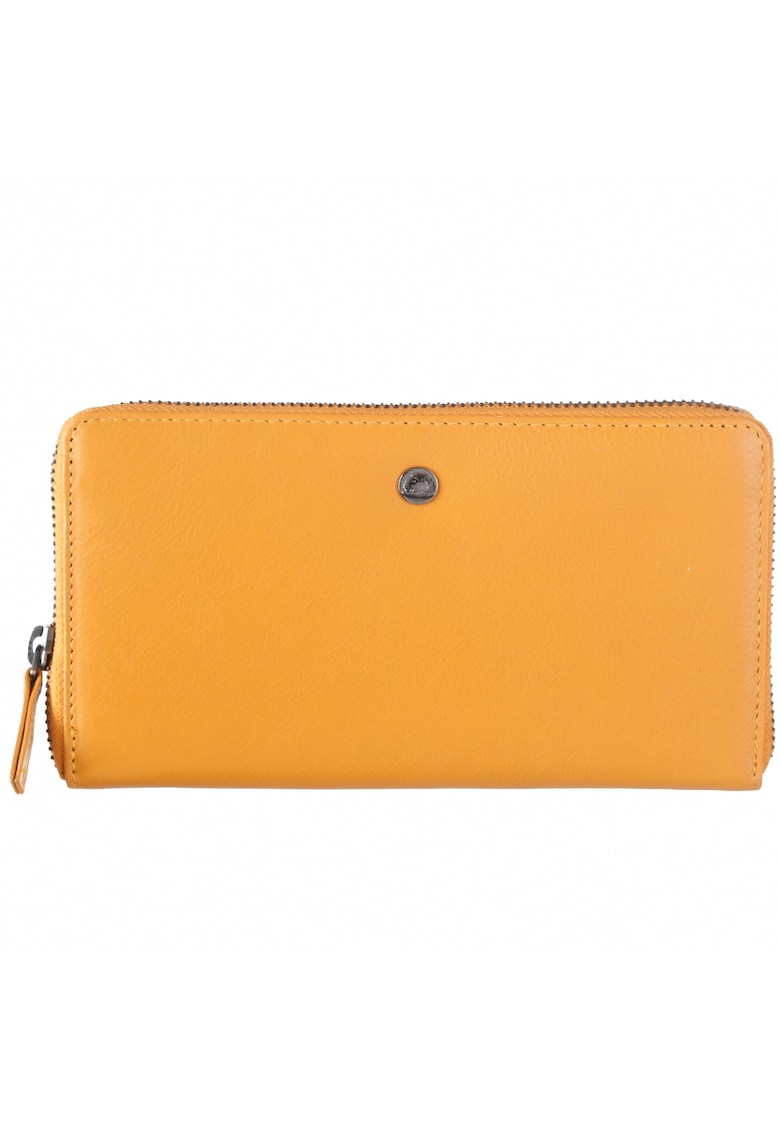 Portofel dama piele naturala 19 x 10.5 x 3 - Spongy Nappa - Greenbudwqfqdrry - Galben - 19 x 10.5 x 3 cm