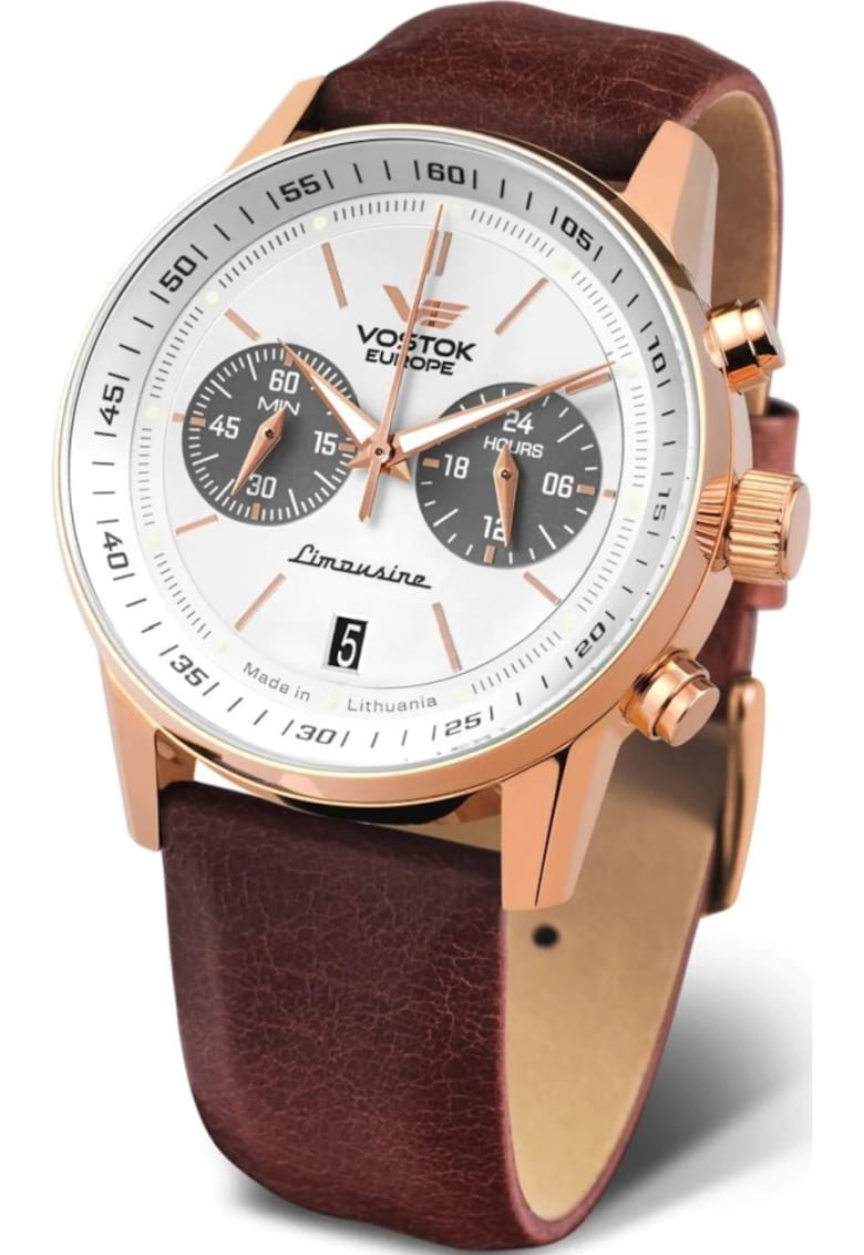 Ceas de barbati VK64-560B692 clasic maro