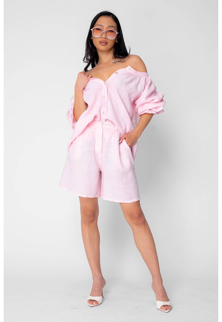 Set Camasa si Pantaloni scurti din 100% in Rose 21316 - Roz