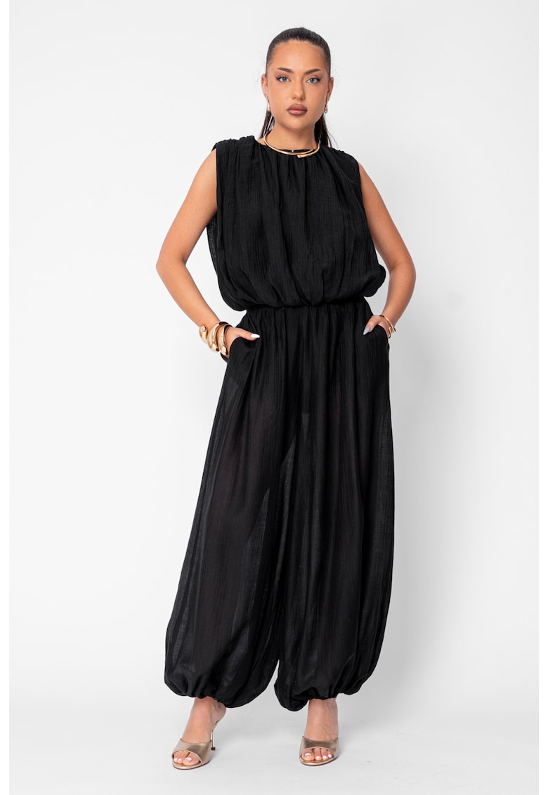 Set Jasmine top si pantaloni bufanti lungi Black 21379 - Negru