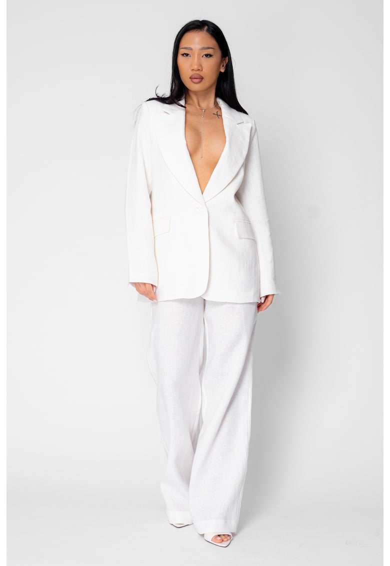 Set Sacou si Pantaloni lungi din 100% IN White 21297 - Roz