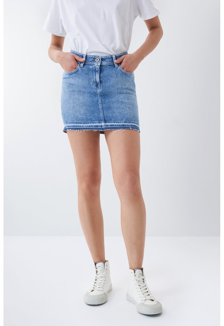 Fusta din denim cu talie inalta
