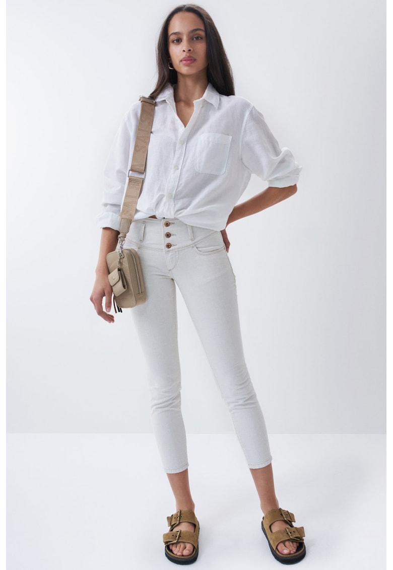 Blugi skinny fit crop din amestec de in -