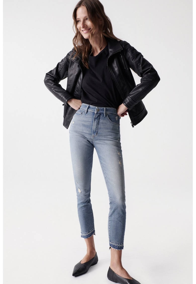 Blugi skinny fit cu aspect decolorat Faith