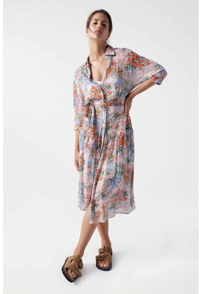 Rochie tip camasa cu imprimeu floral