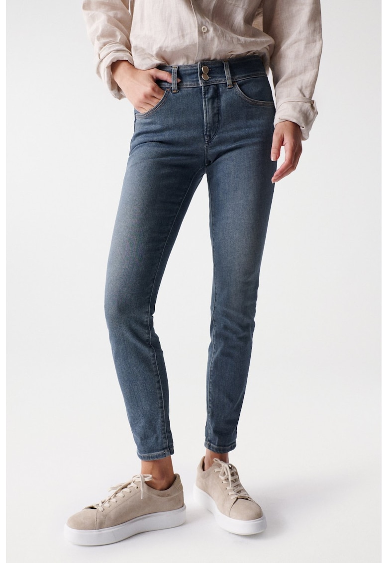 Blugi skinny crop cu talie inalta Secret