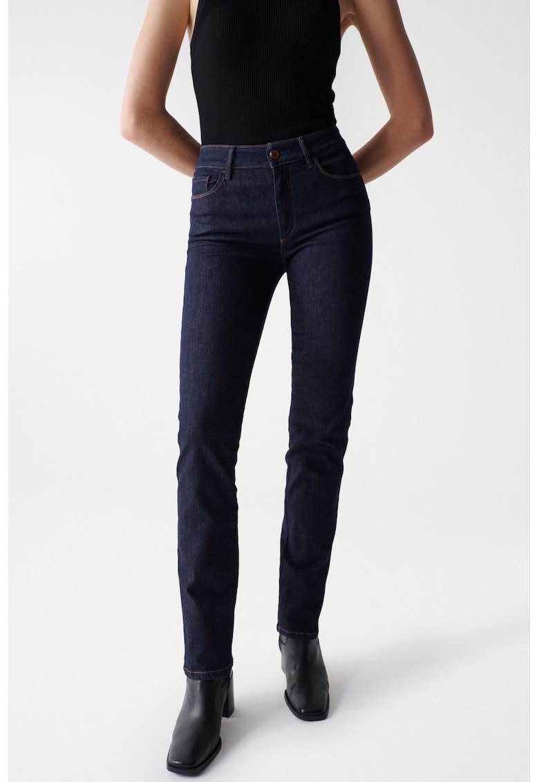 Blugi cu croiala slim cu talie inalta -