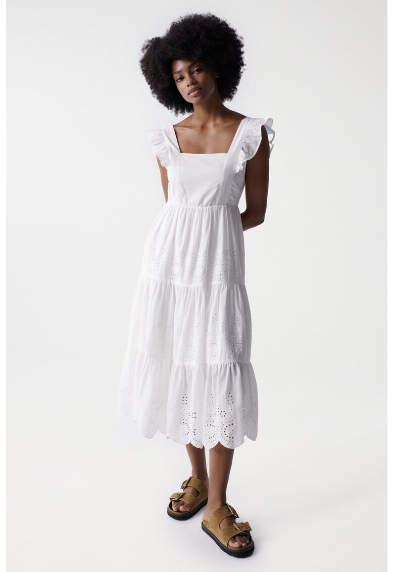 Rochie din broderie englezeasca si volane