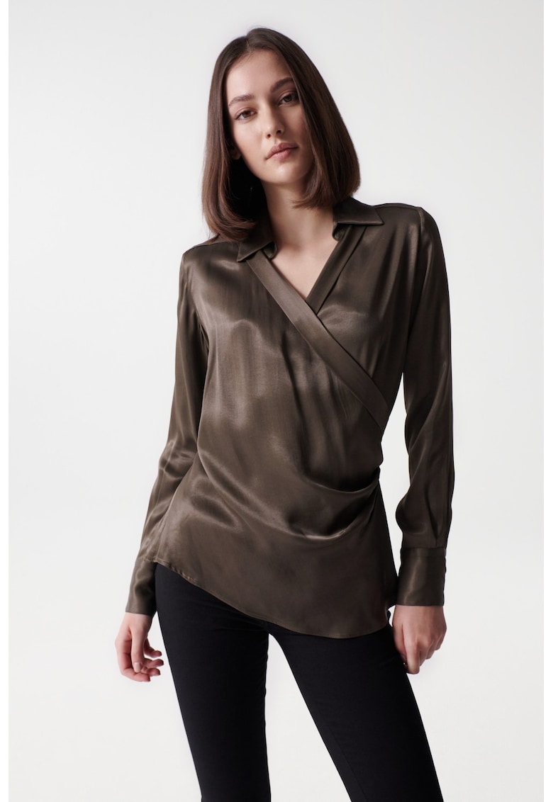 Bluza din satin cu drapaj