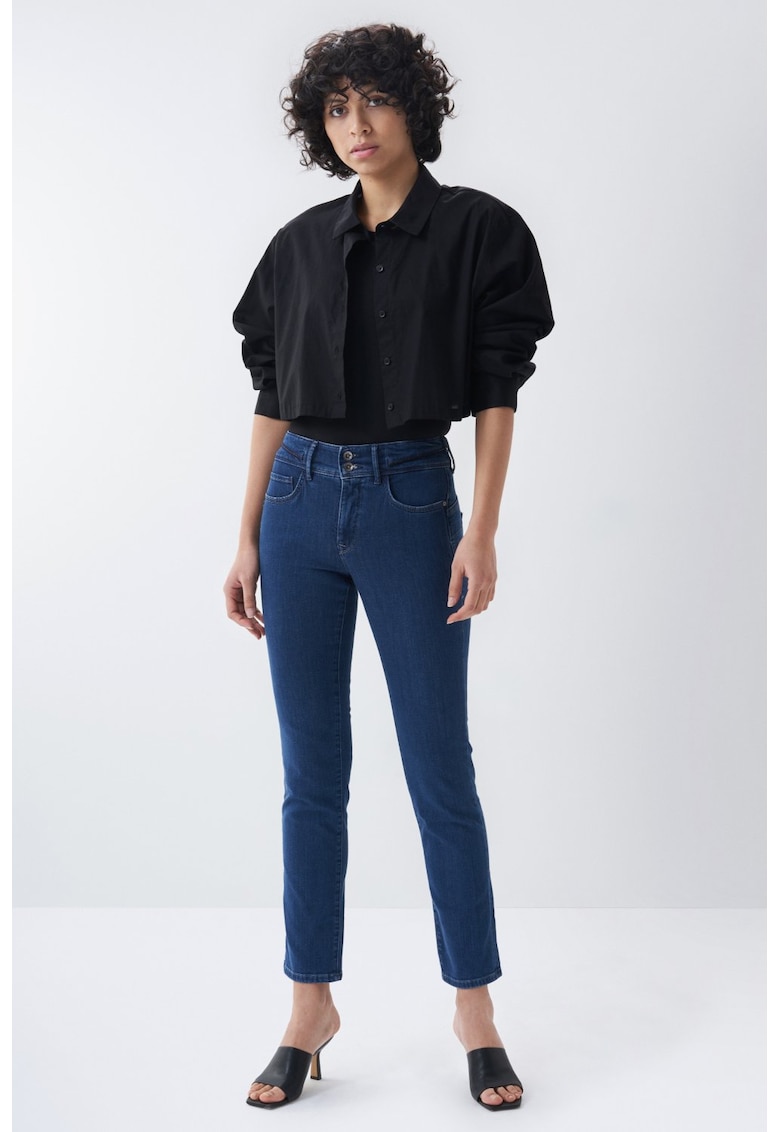 Blugi slim fit cu model uni