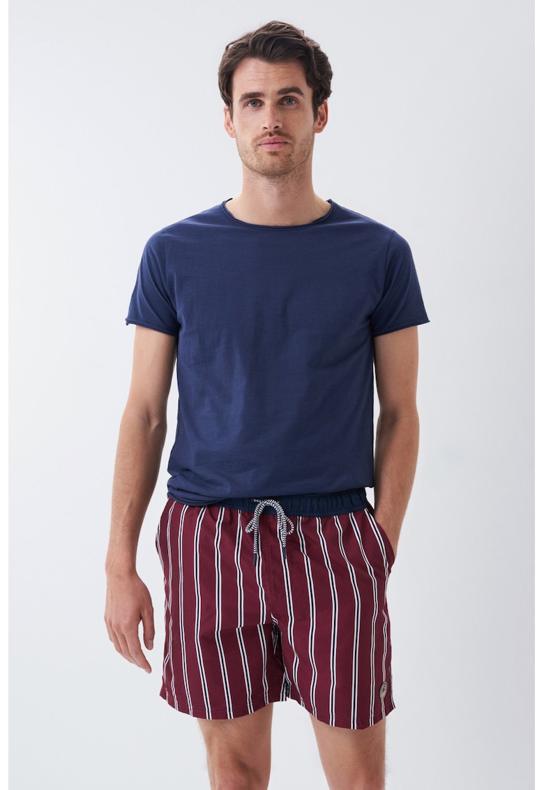 Pantaloni scurti in dungi - cu snur in talie