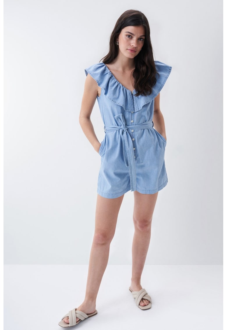 Salopeta scurta din Chambray