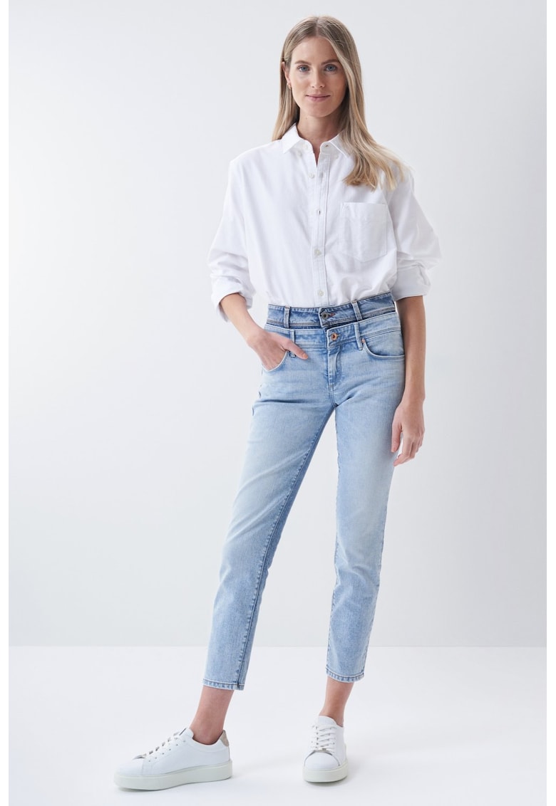 Blugi crop cu talie inalta -